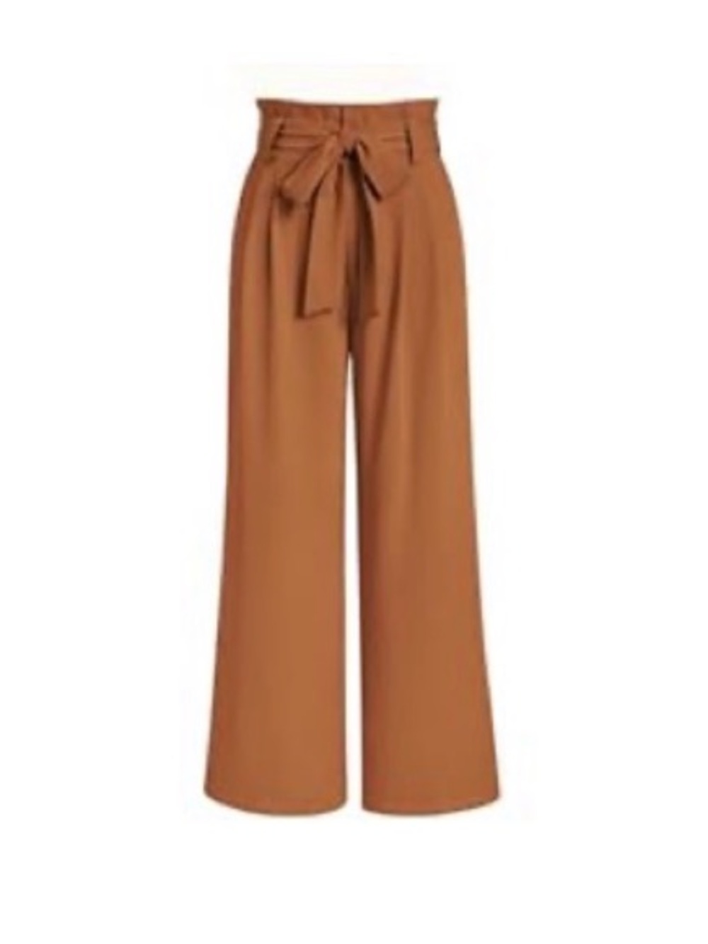 High-Waist Wide-Leg Paperbag Pants - Brown